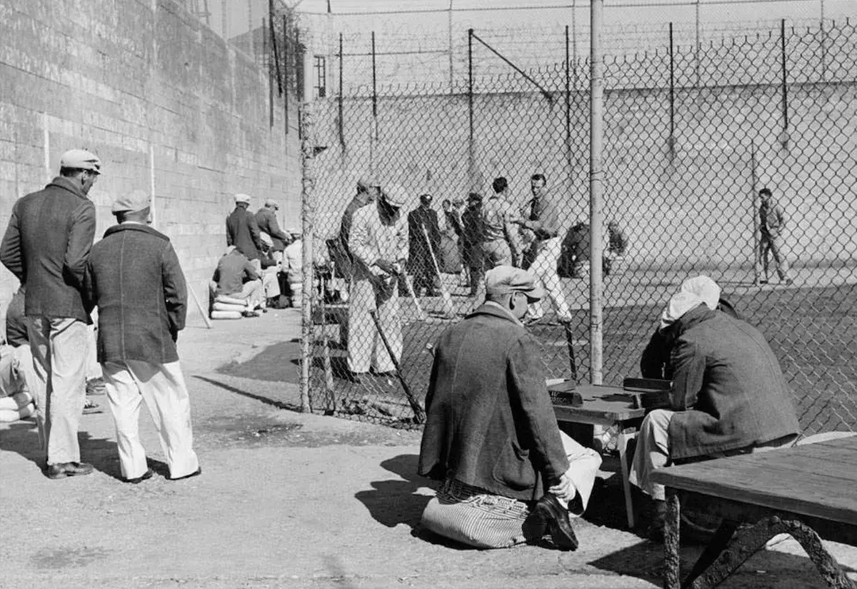 Alcatraz prison yard historic