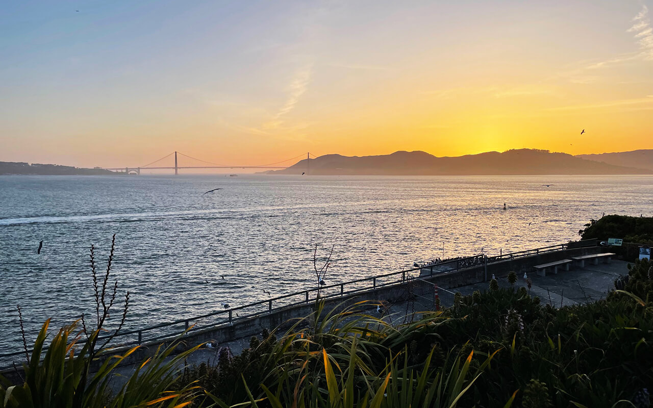 Sunset from Alcatraz Island seen on Night Tour