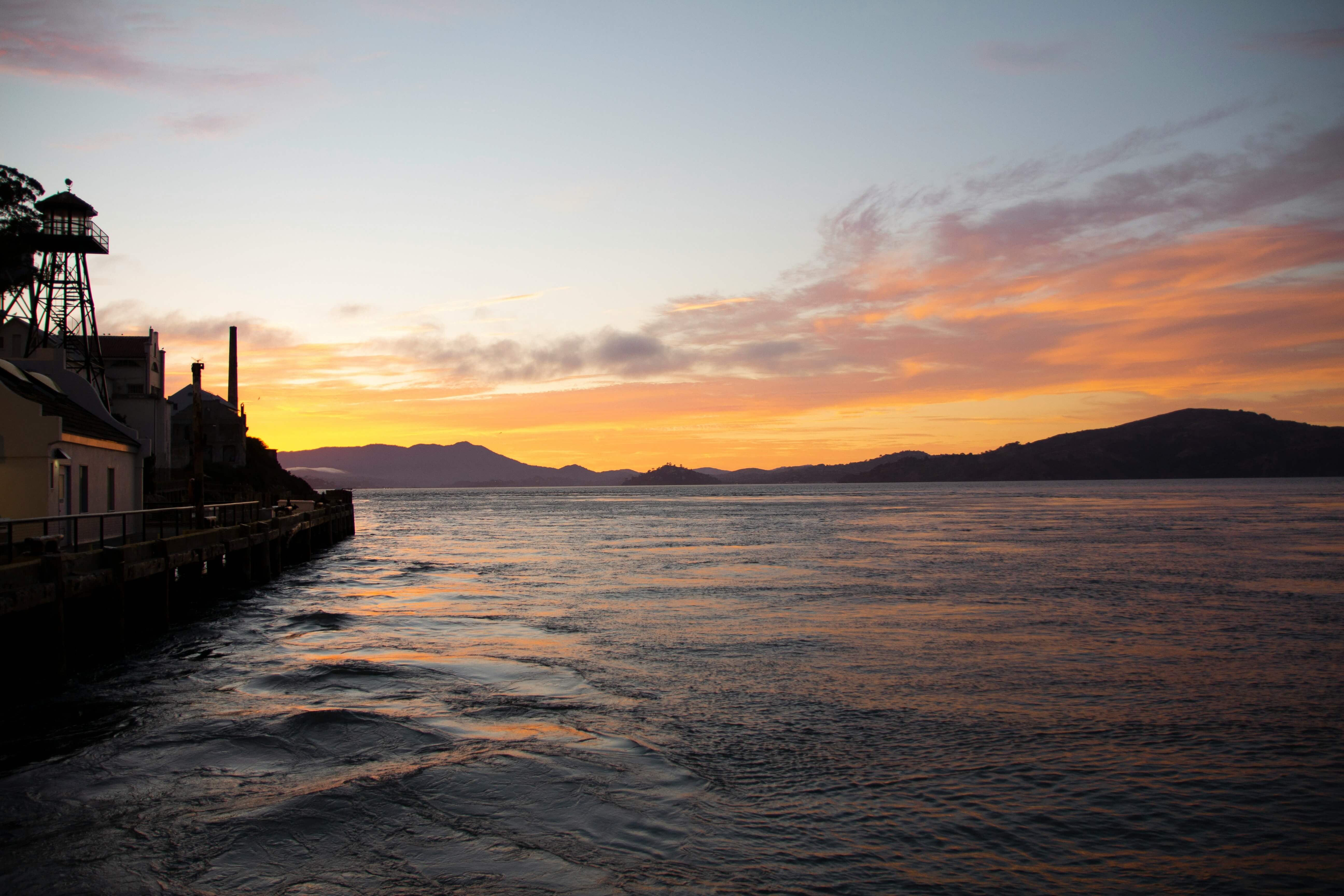 sunset from the island on Alcatraz Night Tour