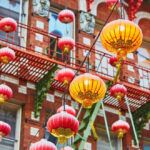 Red Chinese lanterns in Chinatown in San Francisco